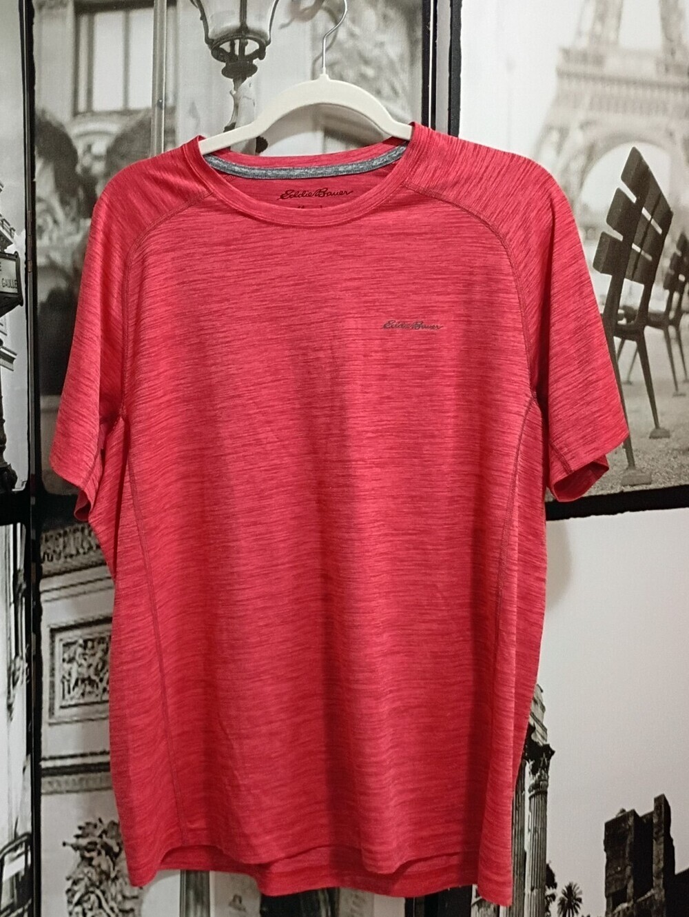 Eddie Bauer Men’s Heathered Coral Short-Sleeve Performance Tee Size L